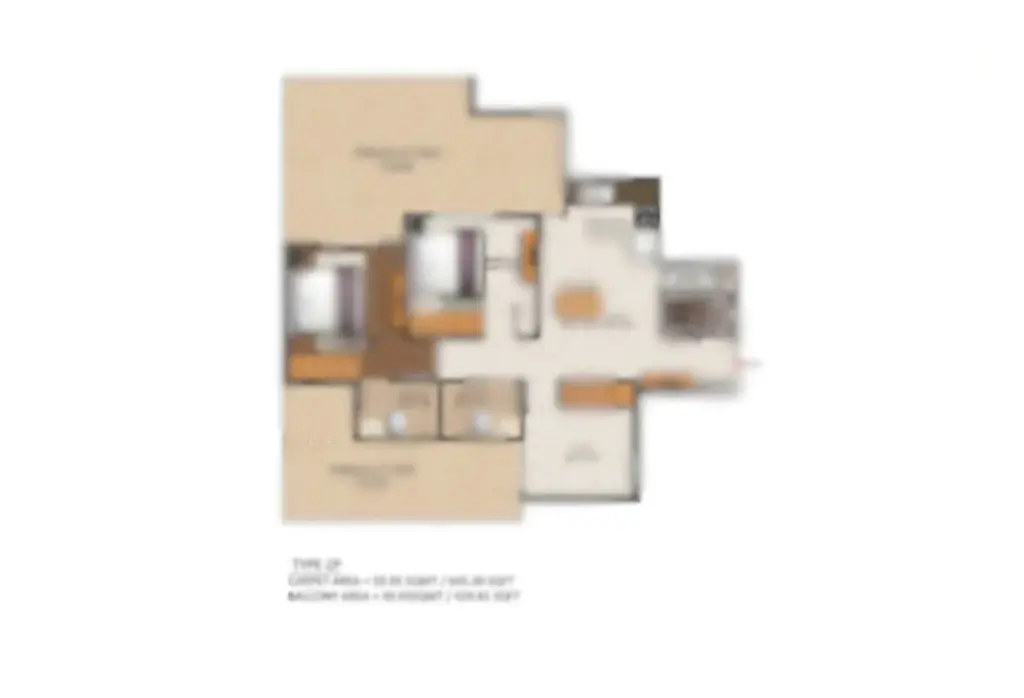 Blurred preview of the Nine Zero 3 BHK + Utility floor plan